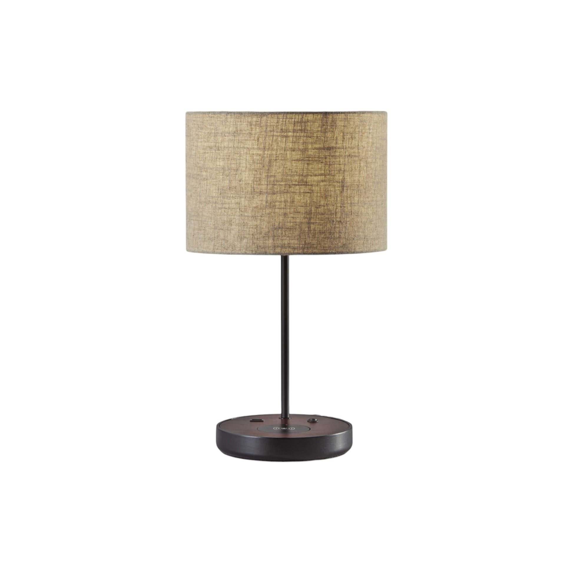 Matte Black Metal Wood Wireless Charging Table Lamp-Table Lamps-DECOROLALA