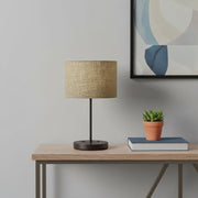 Matte Black Metal Wood Wireless Charging Table Lamp-Table Lamps-DECOROLALA