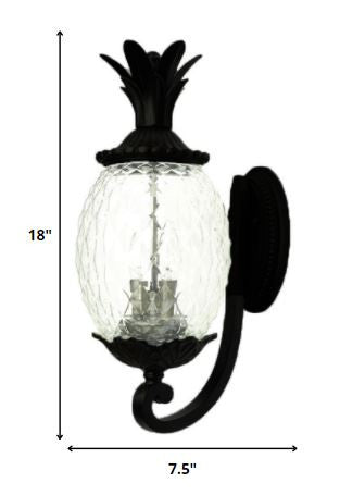 Matte Black Pineapple Wall Light-Outdoor Lighting-DECOROLALA