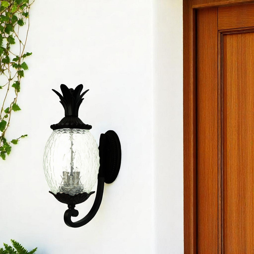 Matte Black Pineapple Wall Light-Outdoor Lighting-DECOROLALA