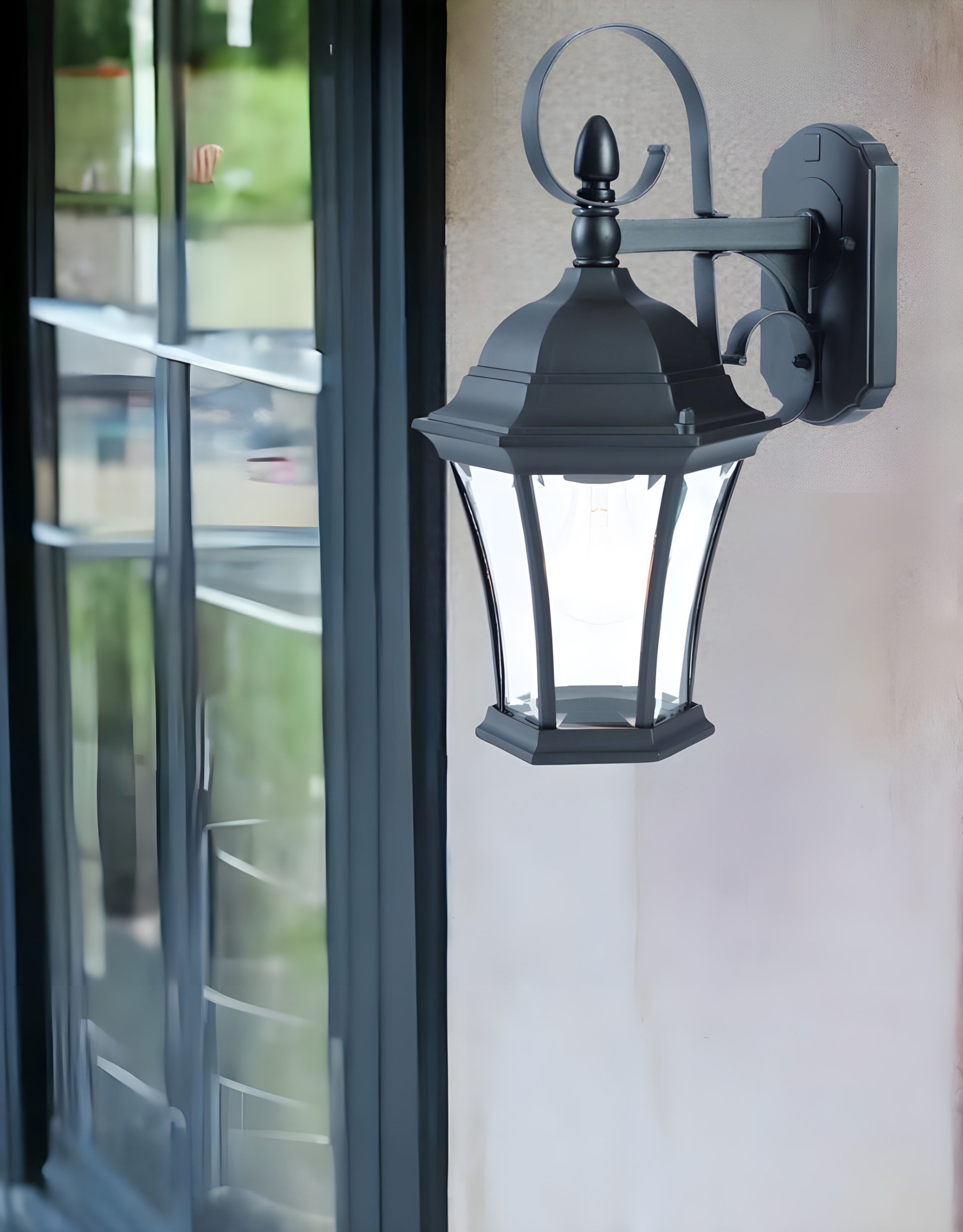 Matte Black Swing Arm Hanging Lantern Wall Light-Outdoor Lighting-DECOROLALA