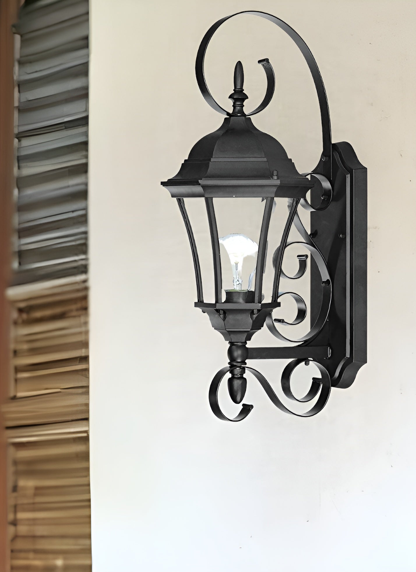 Matte Black Swing Arm Lantern Wall Light-Outdoor Lighting-DECOROLALA