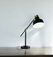 Matte Black and Antiqued Brass LED Adjustable Desk Lamp-Table Lamps-DECOROLALA