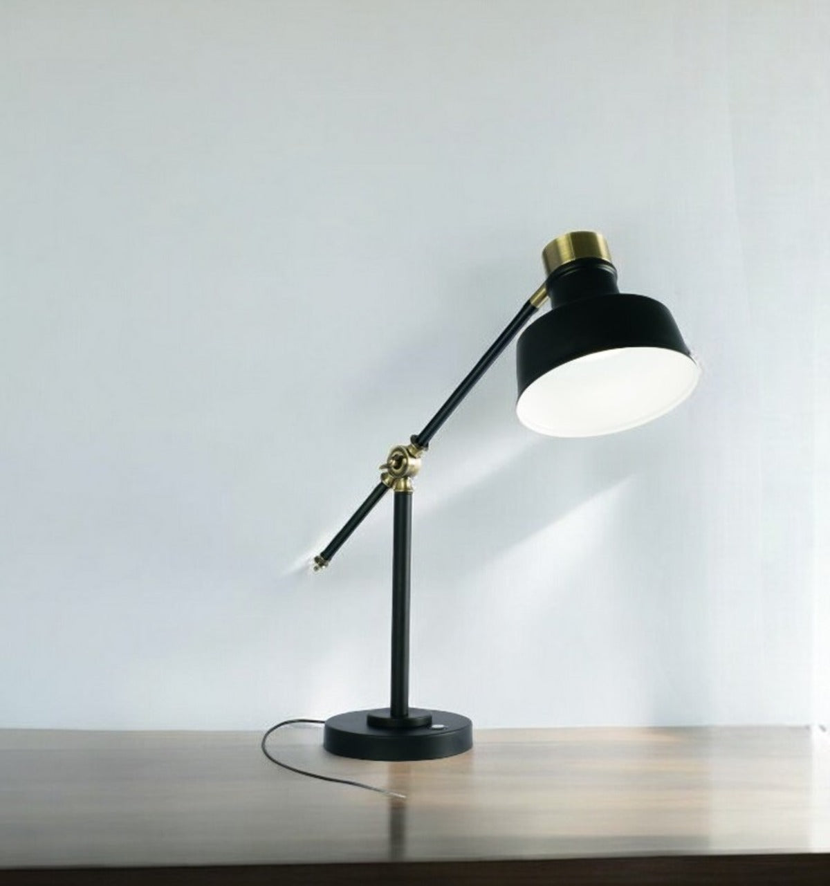 Matte Black and Antiqued Brass LED Adjustable Desk Lamp-Table Lamps-DECOROLALA