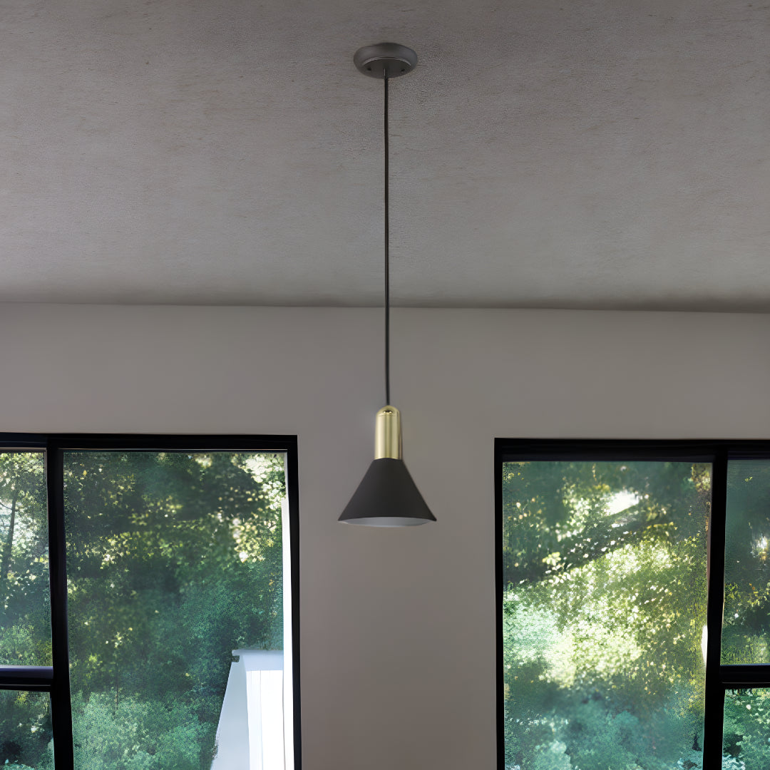 Matte Black and Gold Conical Pendant Hanging Light-Pendants-Hanging Lights-DECOROLALA
