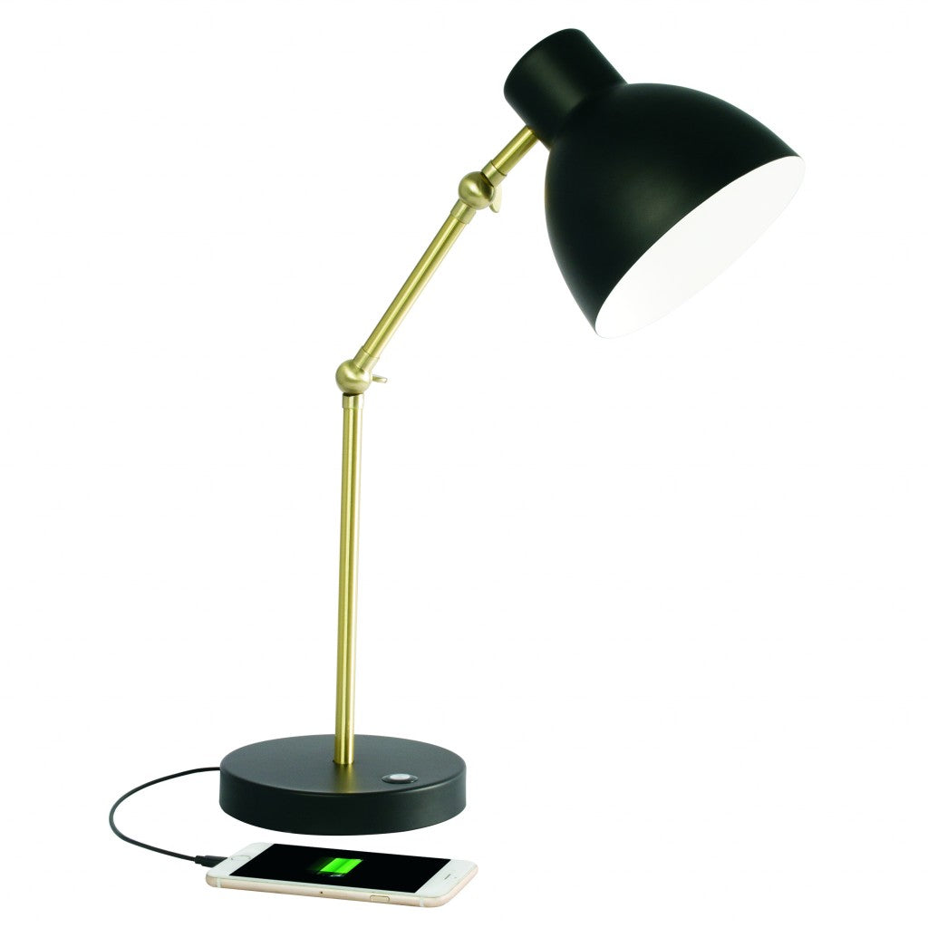 Matte Black and Gold Mod LED Adjustable Desk Lamp-Table Lamps-DECOROLALA