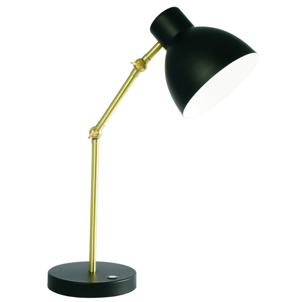 Matte Black and Gold Mod LED Adjustable Desk Lamp-Table Lamps-DECOROLALA