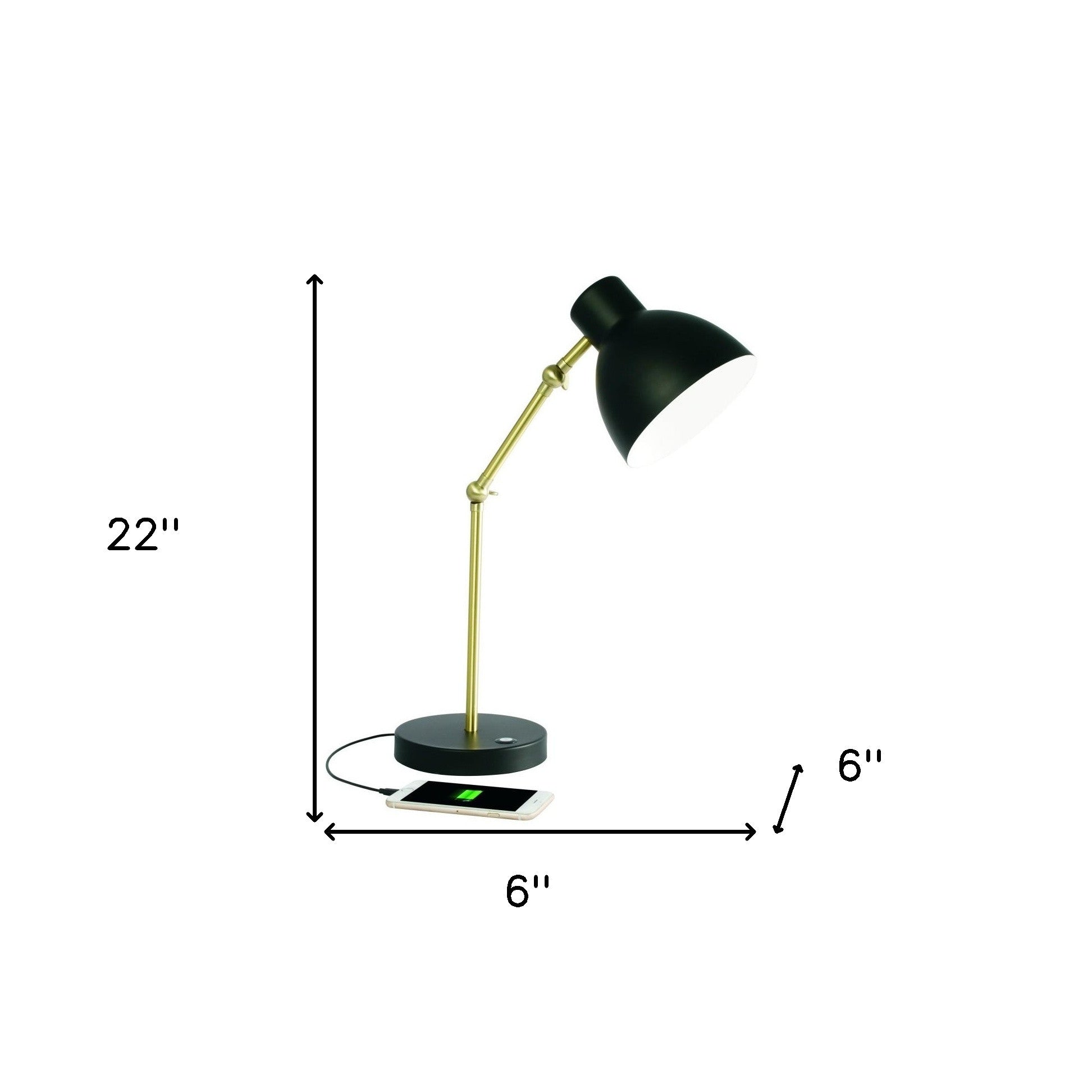 Matte Black and Gold Mod LED Adjustable Desk Lamp-Table Lamps-DECOROLALA