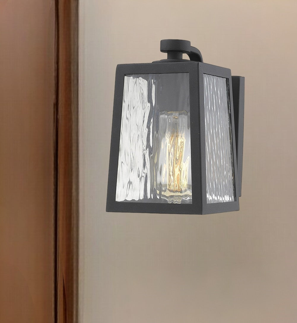 Matte Black glass panels Outdoor Wall Light-Outdoor Lighting-DECOROLALA