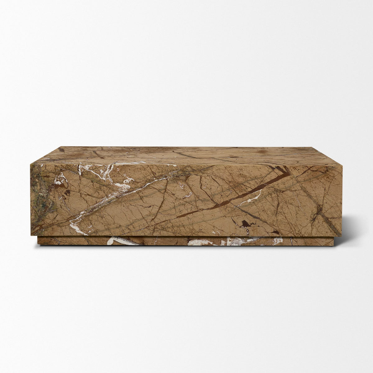 Matteo Solid Rainforest Rust Marble Rectangular Coffee Table-Coffee Tables-DECOROLALA