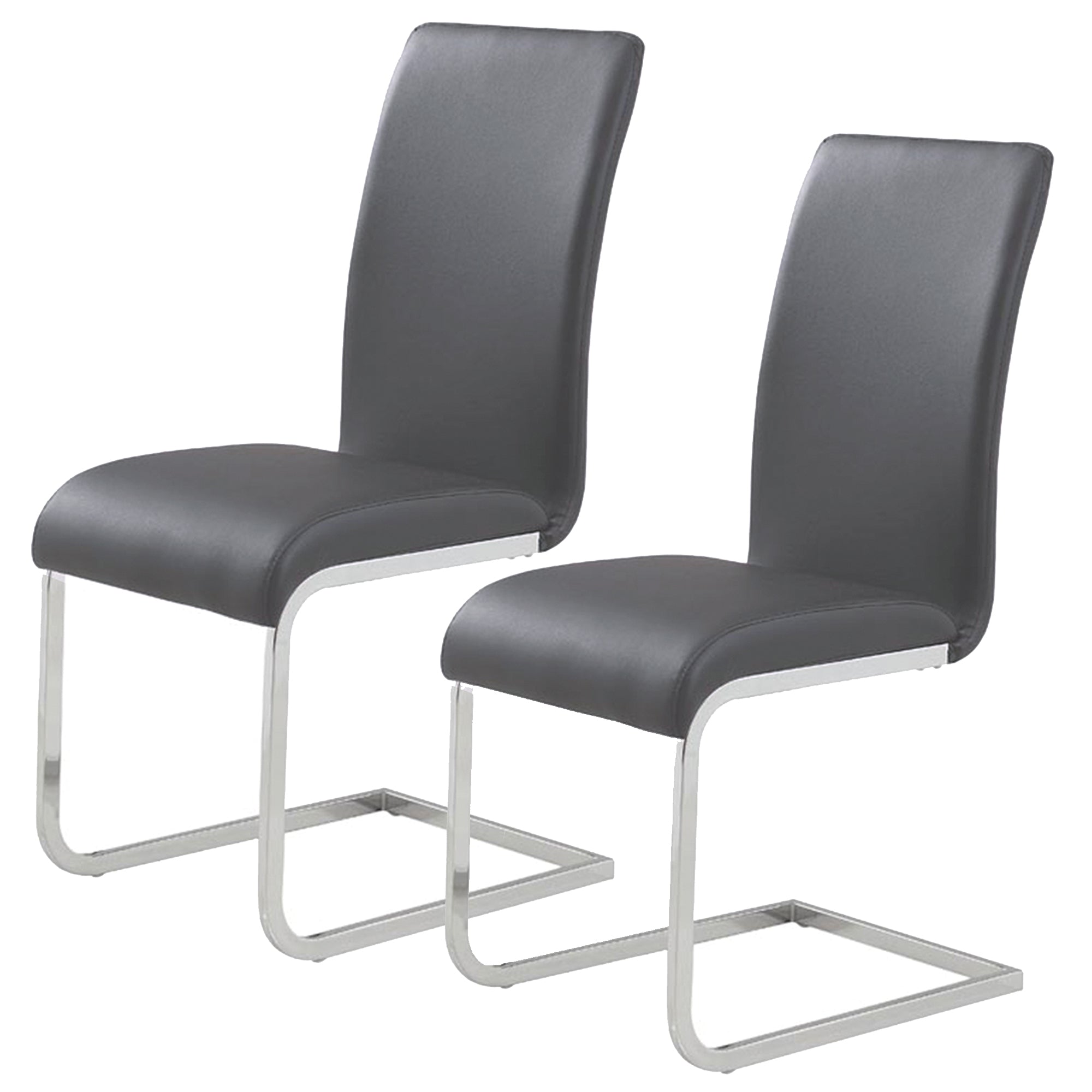 Maxim Side Chair - Grey Faux Leather with Chrome Frame-DECOROLALA