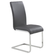 Maxim Side Chair - Grey Faux Leather with Chrome Frame-DECOROLALA