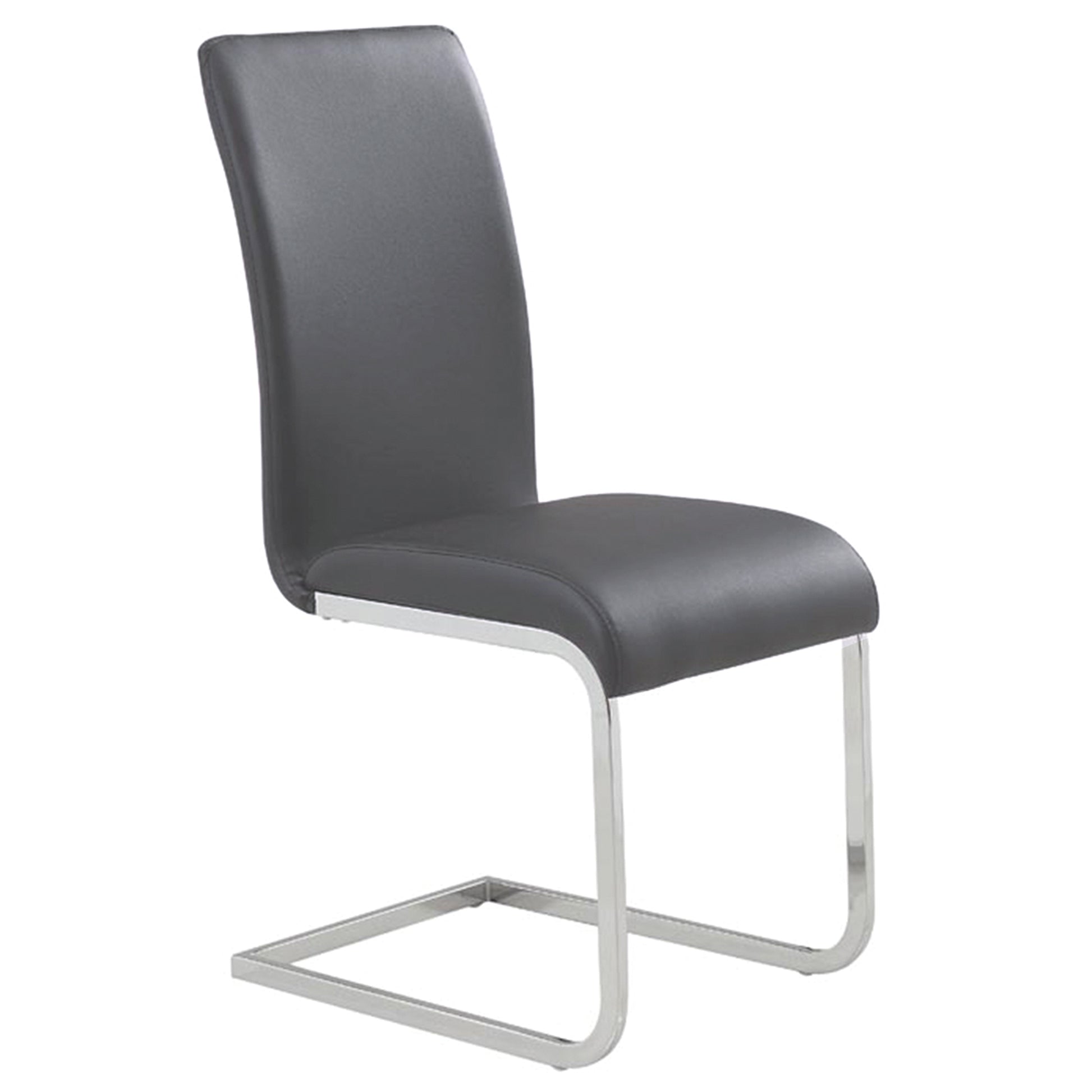 Maxim Side Chair - Grey Faux Leather with Chrome Frame-DECOROLALA