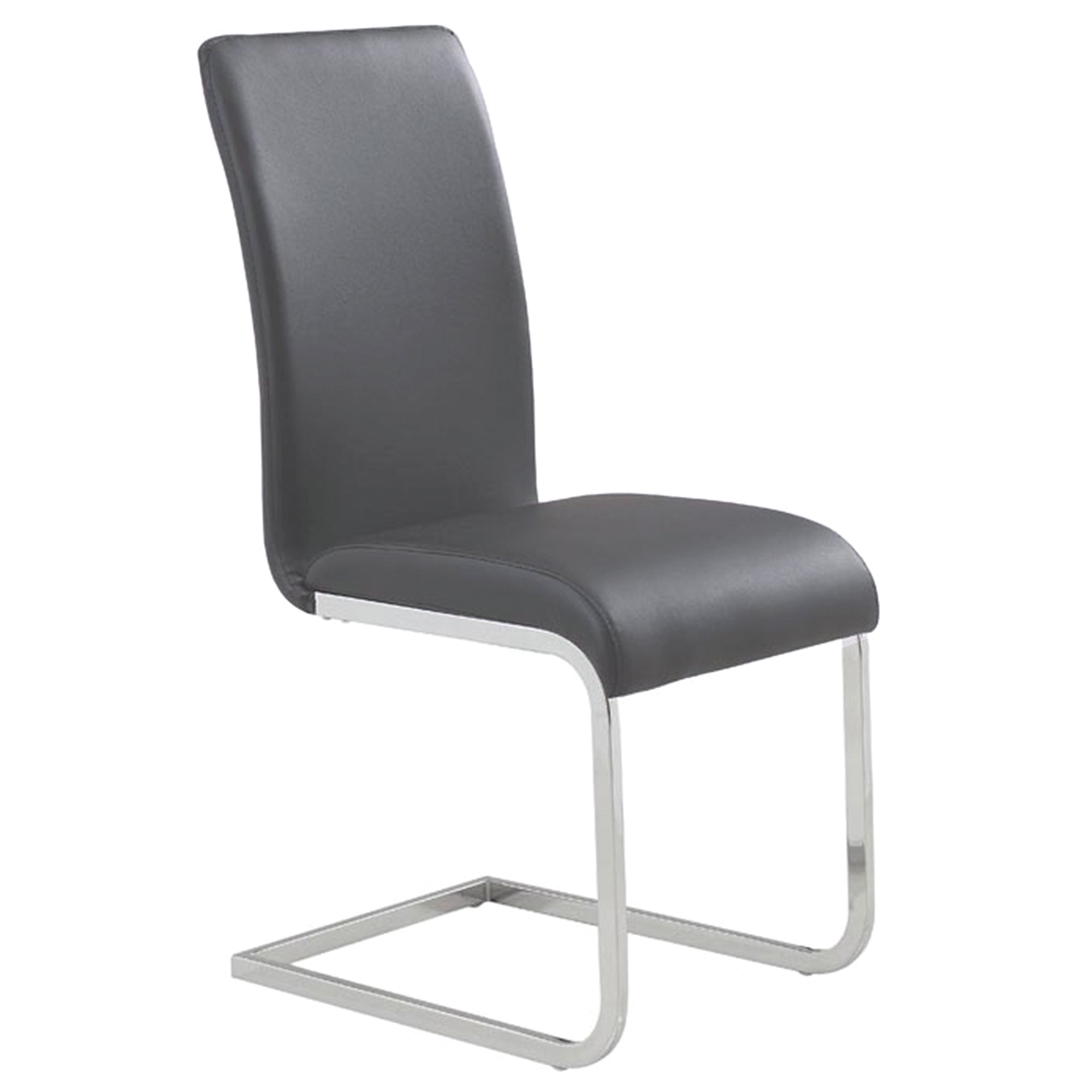 Maxim Side Chair - Grey Faux Leather with Chrome Frame-DECOROLALA