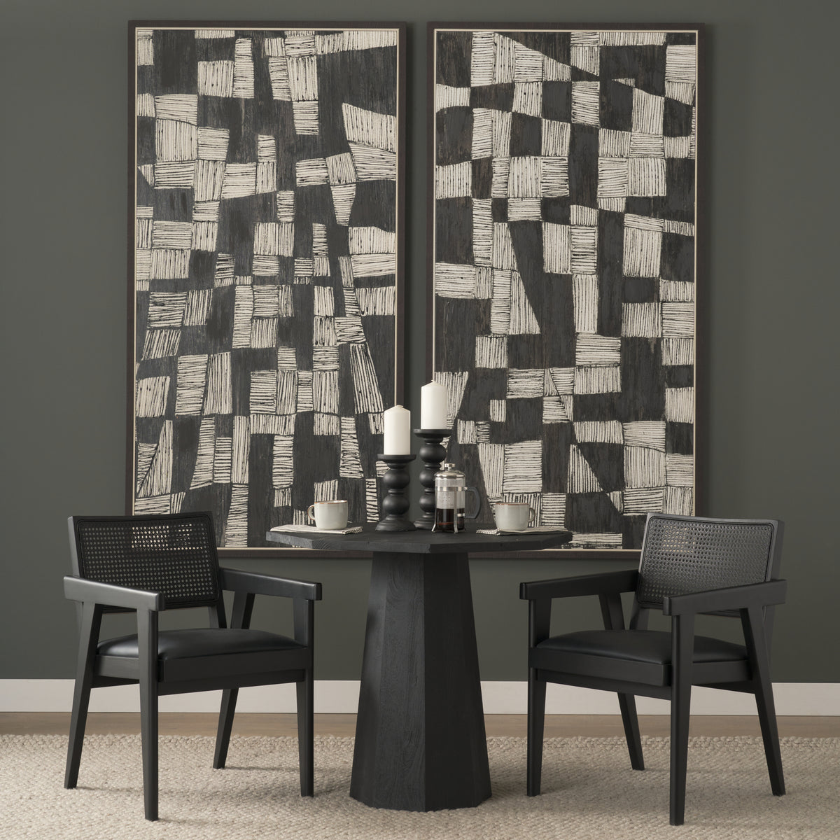 Maxine Hexagonal Black Wood Foyer Table-Accent Tables-DECOROLALA
