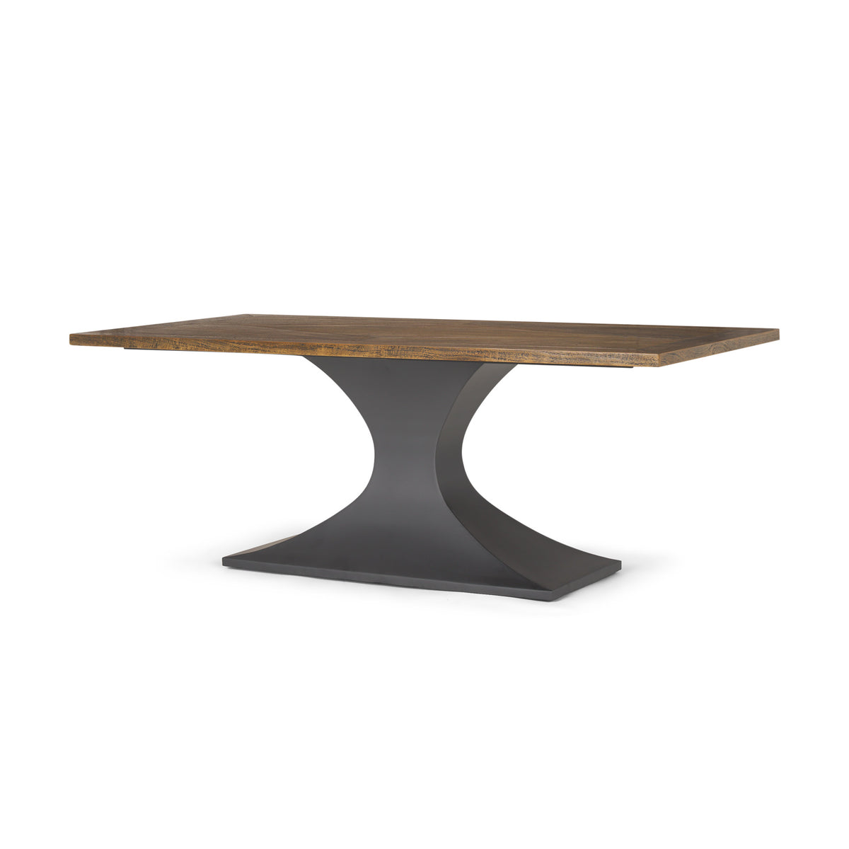 Maxton 79"L x 39"W Rectangular Pedestal Dining Table | Brown Wood & Gunmetal Metal | Seats 6-Dining Tables-DECOROLALA