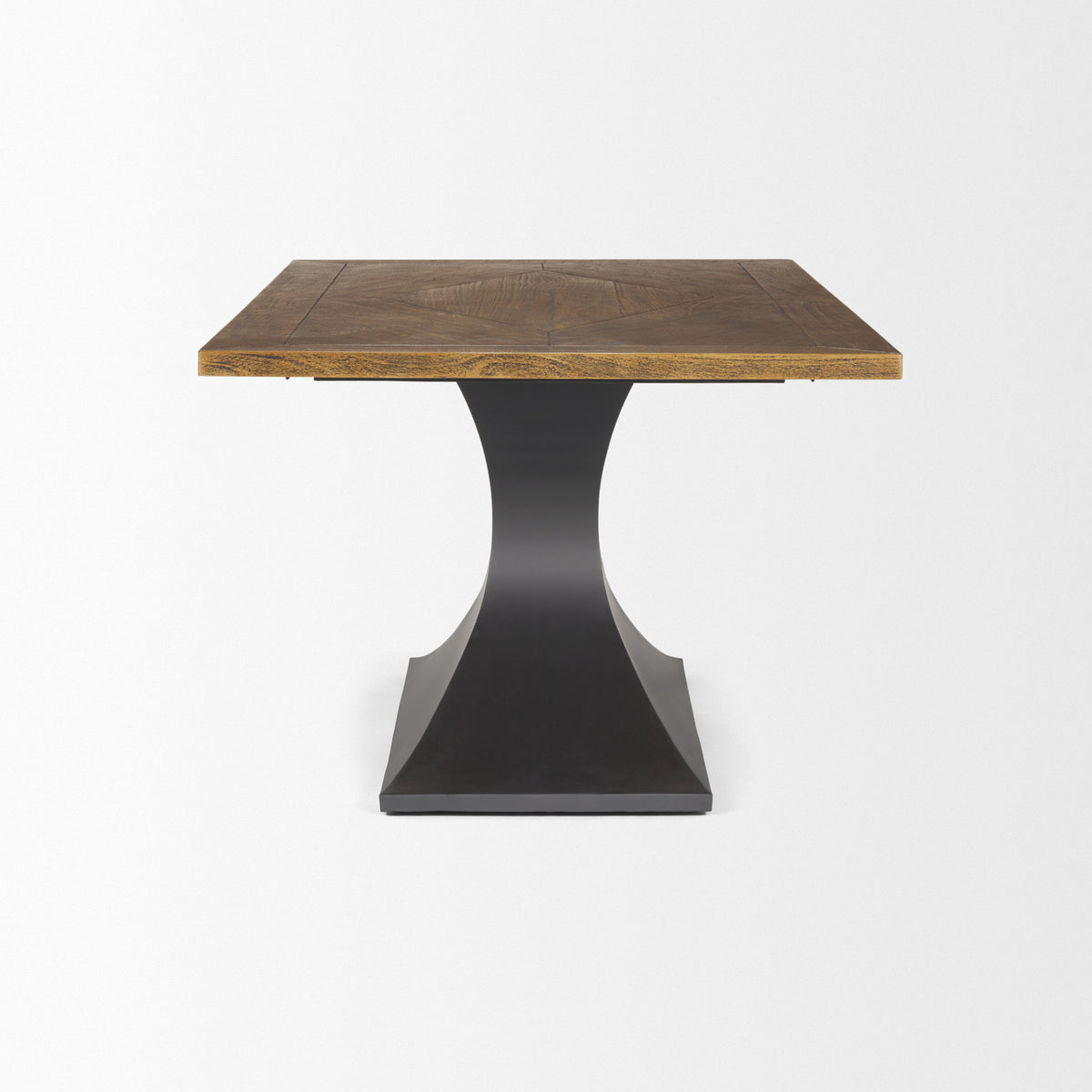 Maxton 79"L x 39"W Rectangular Pedestal Dining Table | Brown Wood & Gunmetal Metal | Seats 6-Dining Tables-DECOROLALA