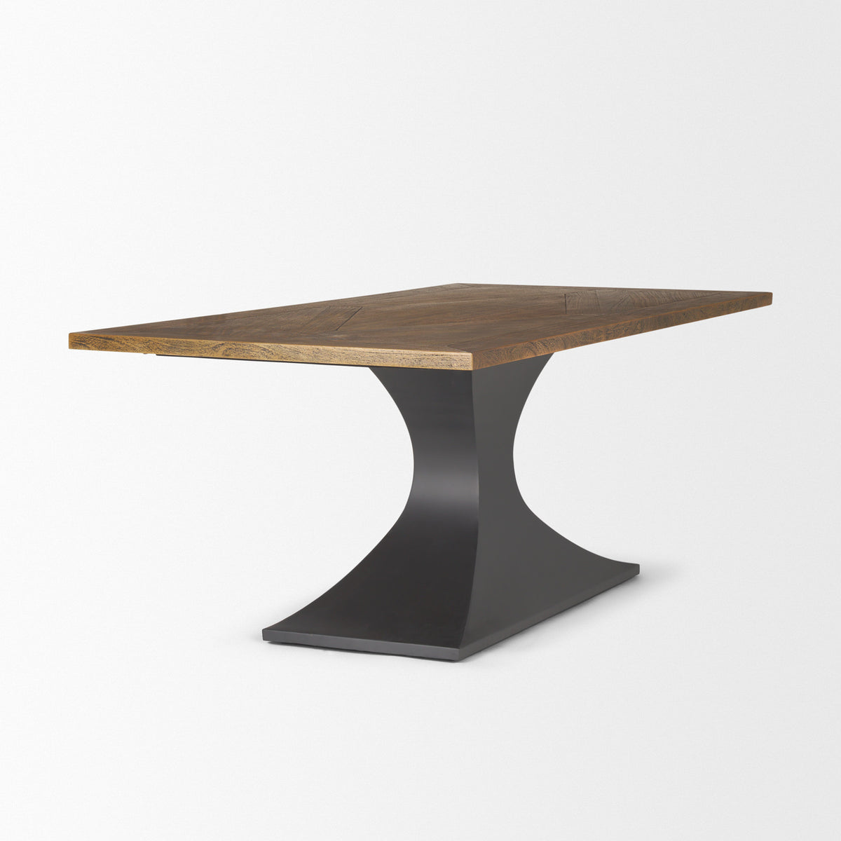 Maxton 79"L x 39"W Rectangular Pedestal Dining Table | Brown Wood & Gunmetal Metal | Seats 6-Dining Tables-DECOROLALA