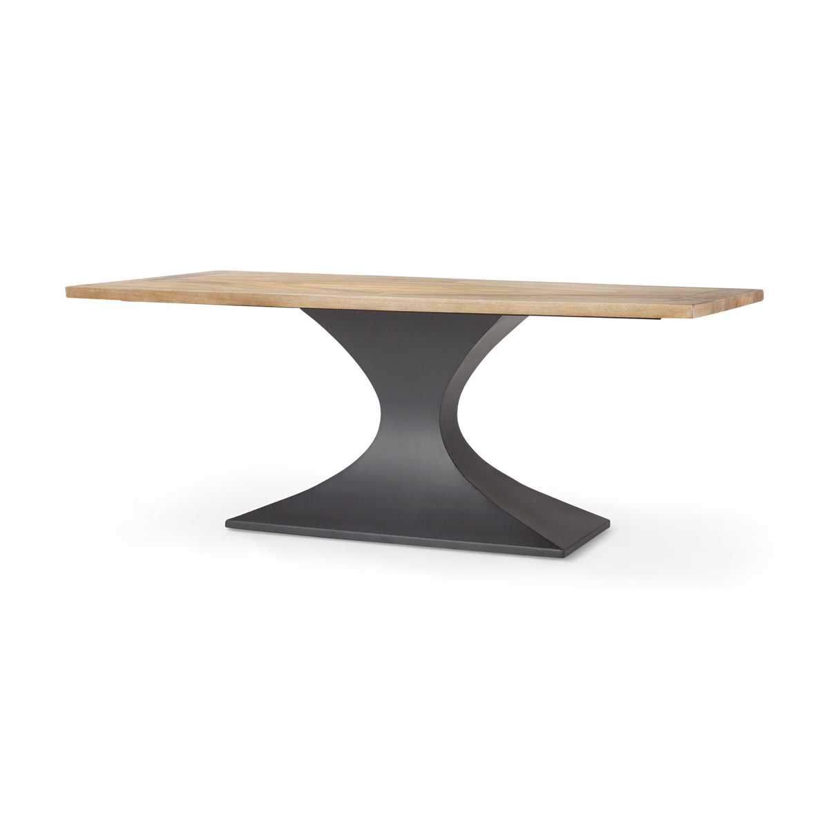 Maxton 79"L x 39"W Rectangular Pedestal Dining Table | Light Brown Wood & Gunmetal Metal | Seats 6-Dining Tables-DECOROLALA