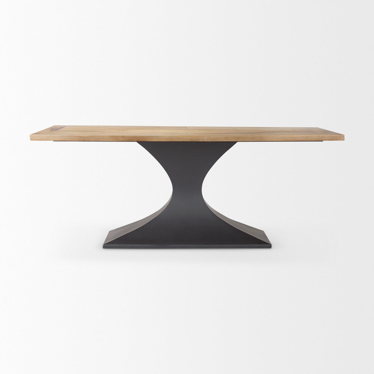 Maxton 79"L x 39"W Rectangular Pedestal Dining Table | Light Brown Wood & Gunmetal Metal | Seats 6-Dining Tables-DECOROLALA