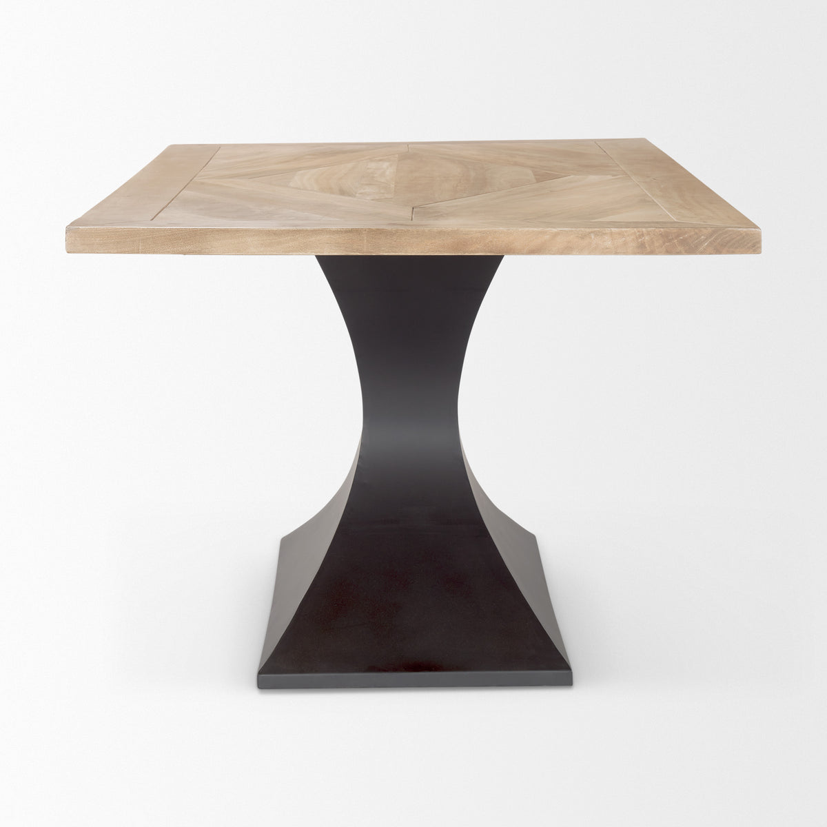 Maxton 79"L x 39"W Rectangular Pedestal Dining Table | Light Brown Wood & Gunmetal Metal | Seats 6-Dining Tables-DECOROLALA