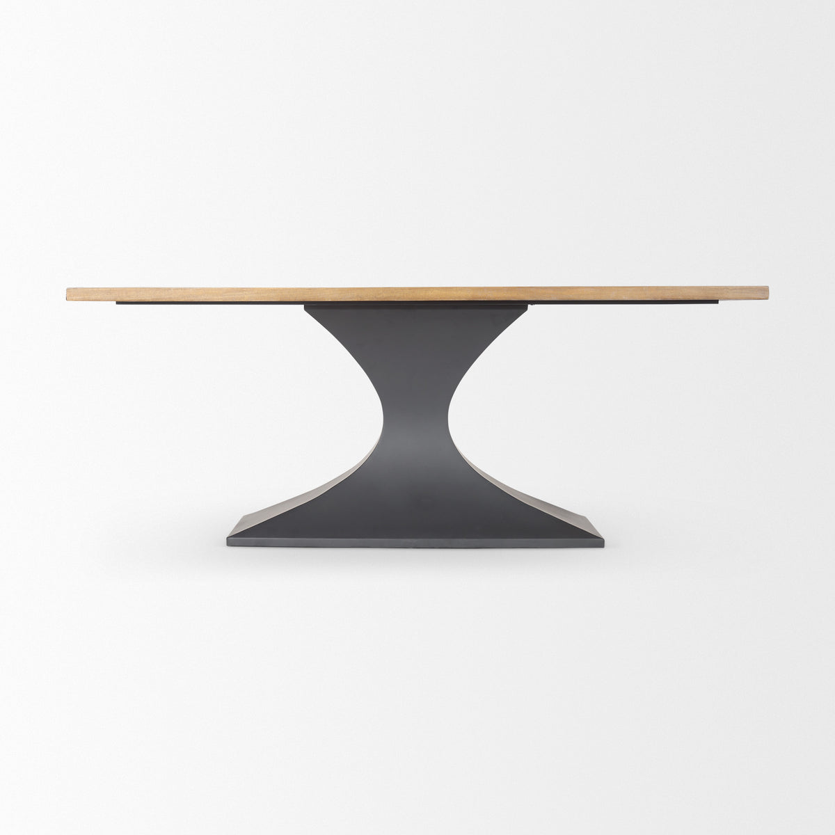 Maxton 79"L x 39"W Rectangular Pedestal Dining Table | Light Brown Wood & Gunmetal Metal | Seats 6-Dining Tables-DECOROLALA