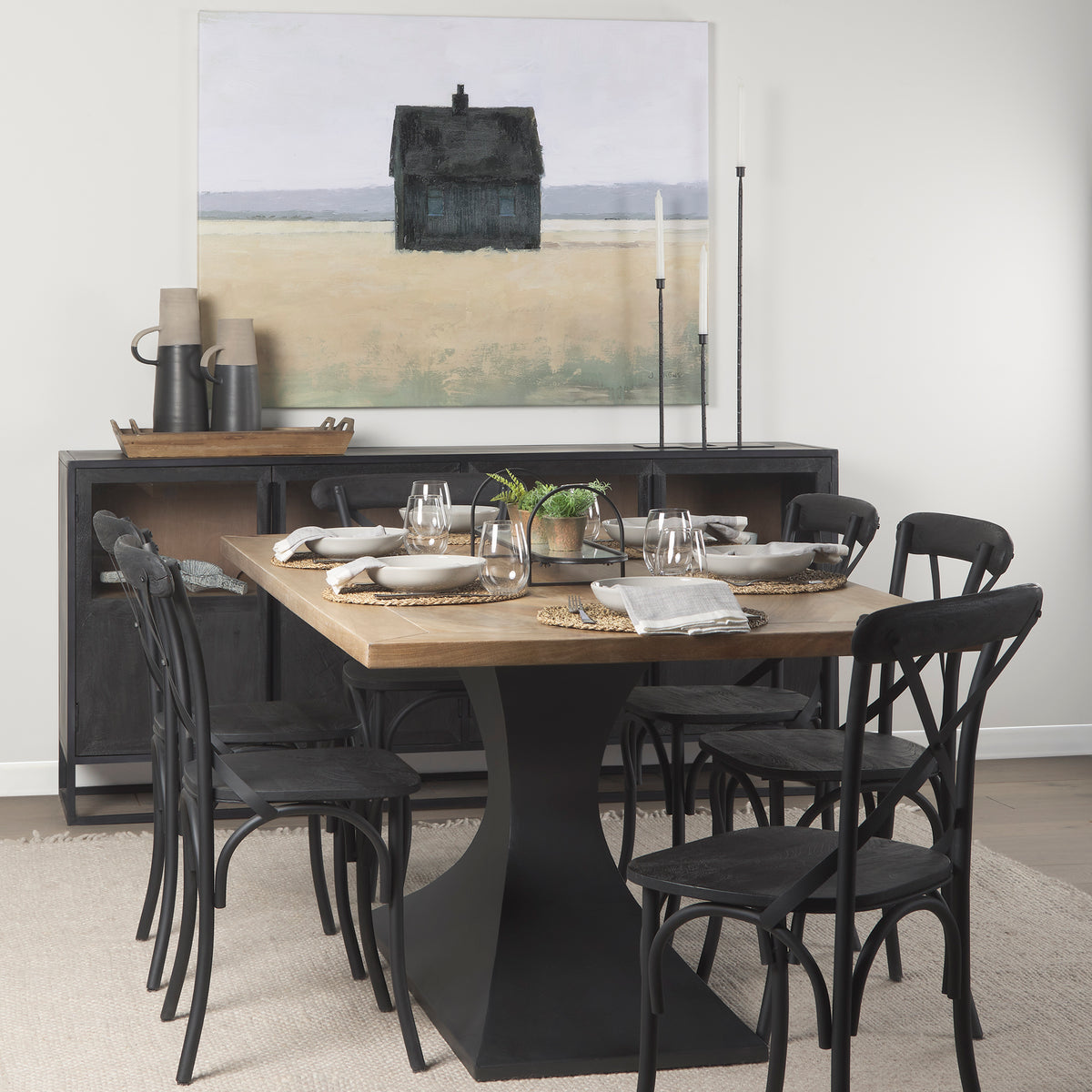 Maxton Rectangular Pedestal Dining Table - Light Brown-Dining Tables-DECOROLALA