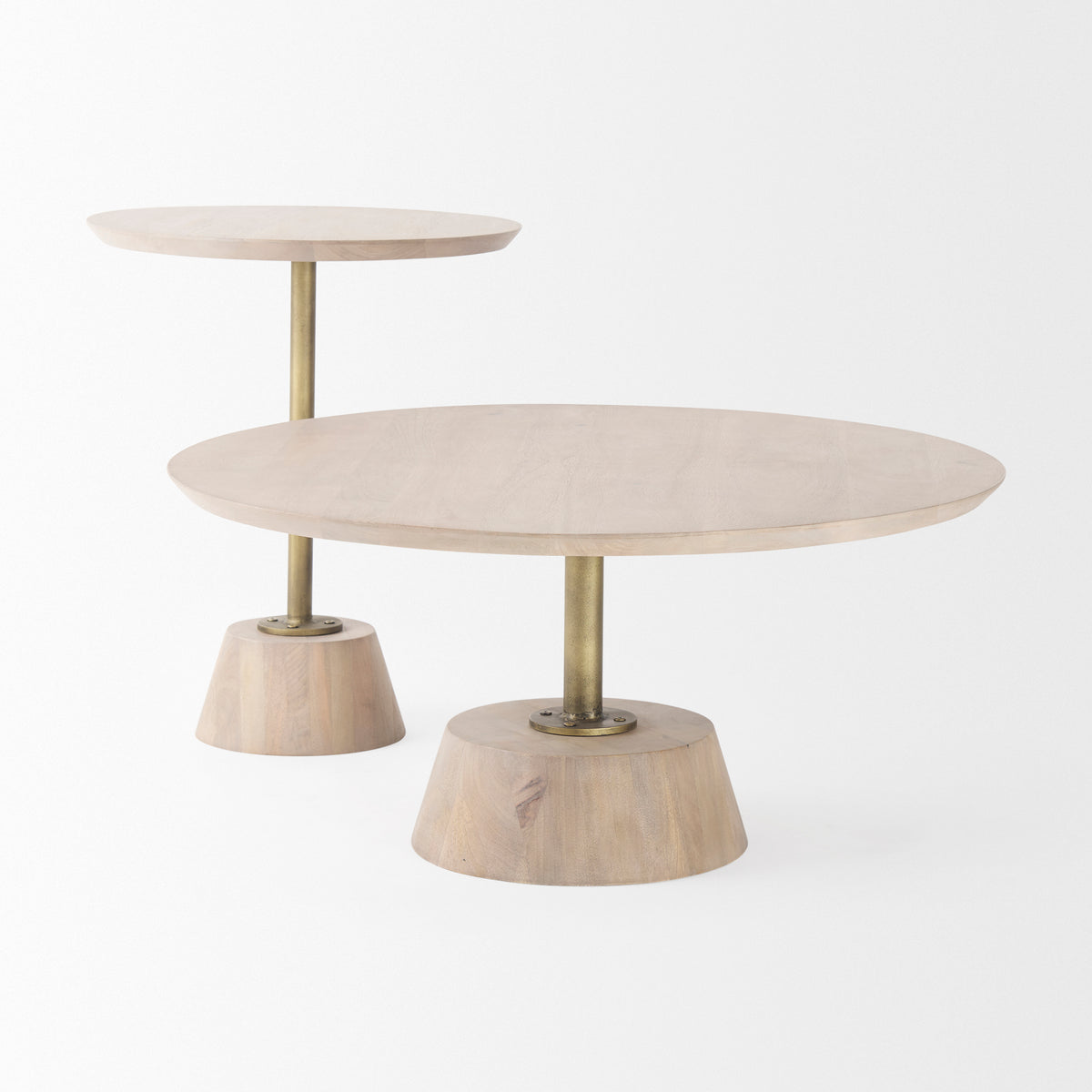 Maxwell 20" Round Dark Brown Wood w/ Metal Pedestal Side Table-End and Side Tables-DECOROLALA