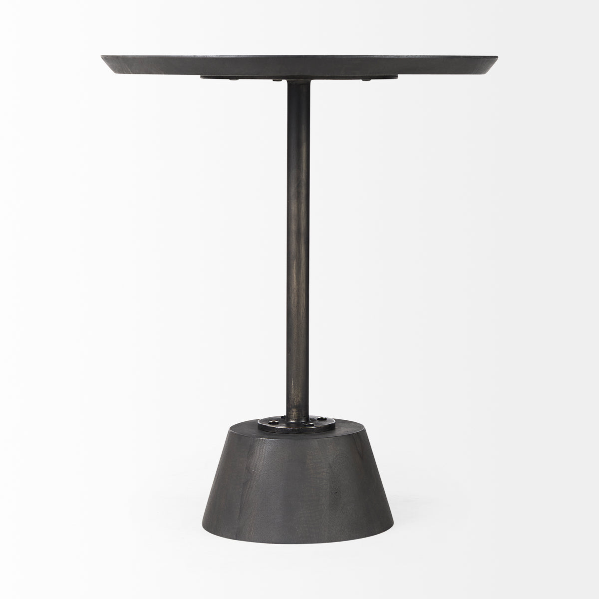 Maxwell 20" Round Dark Brown Wood w/ Metal Pedestal Side Table-End and Side Tables-DECOROLALA
