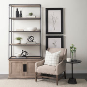 Maxwell 20" Round Dark Brown Wood w/ Metal Pedestal Side Table-End and Side Tables-DECOROLALA