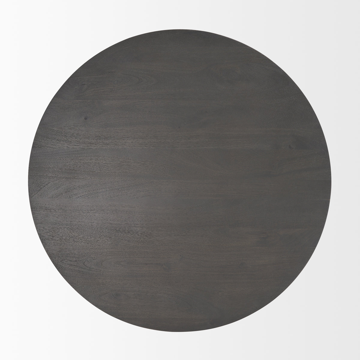 Maxwell 34" Dark Wood W/ Black Metal Pedestal Base Round Coffee Table-Coffee Tables-DECOROLALA