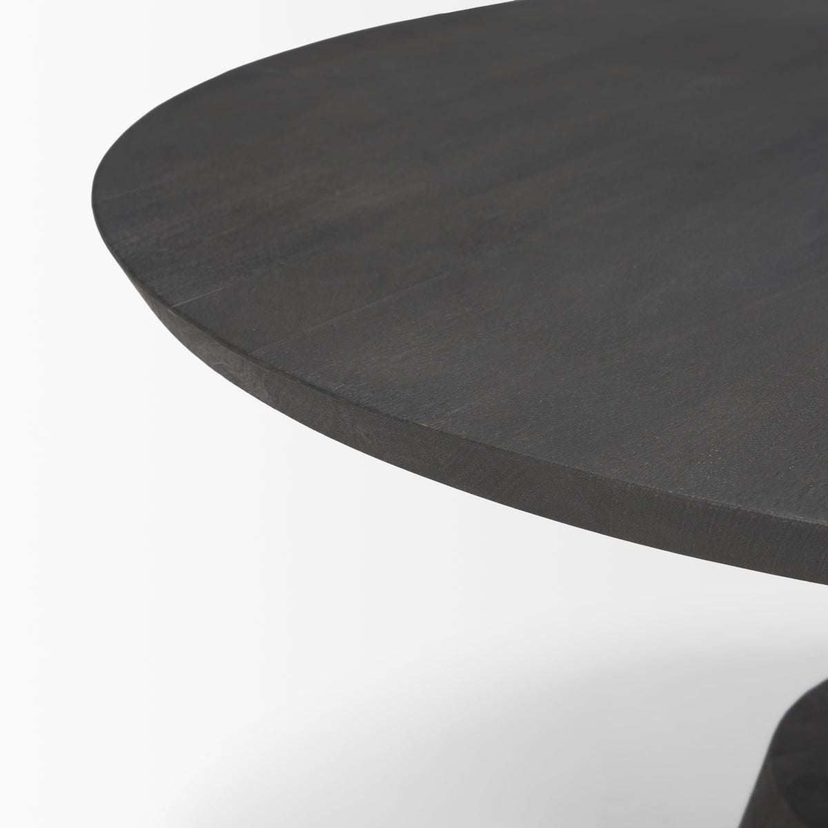 Maxwell 34" Dark Wood W/ Black Metal Pedestal Base Round Coffee Table-Coffee Tables-DECOROLALA