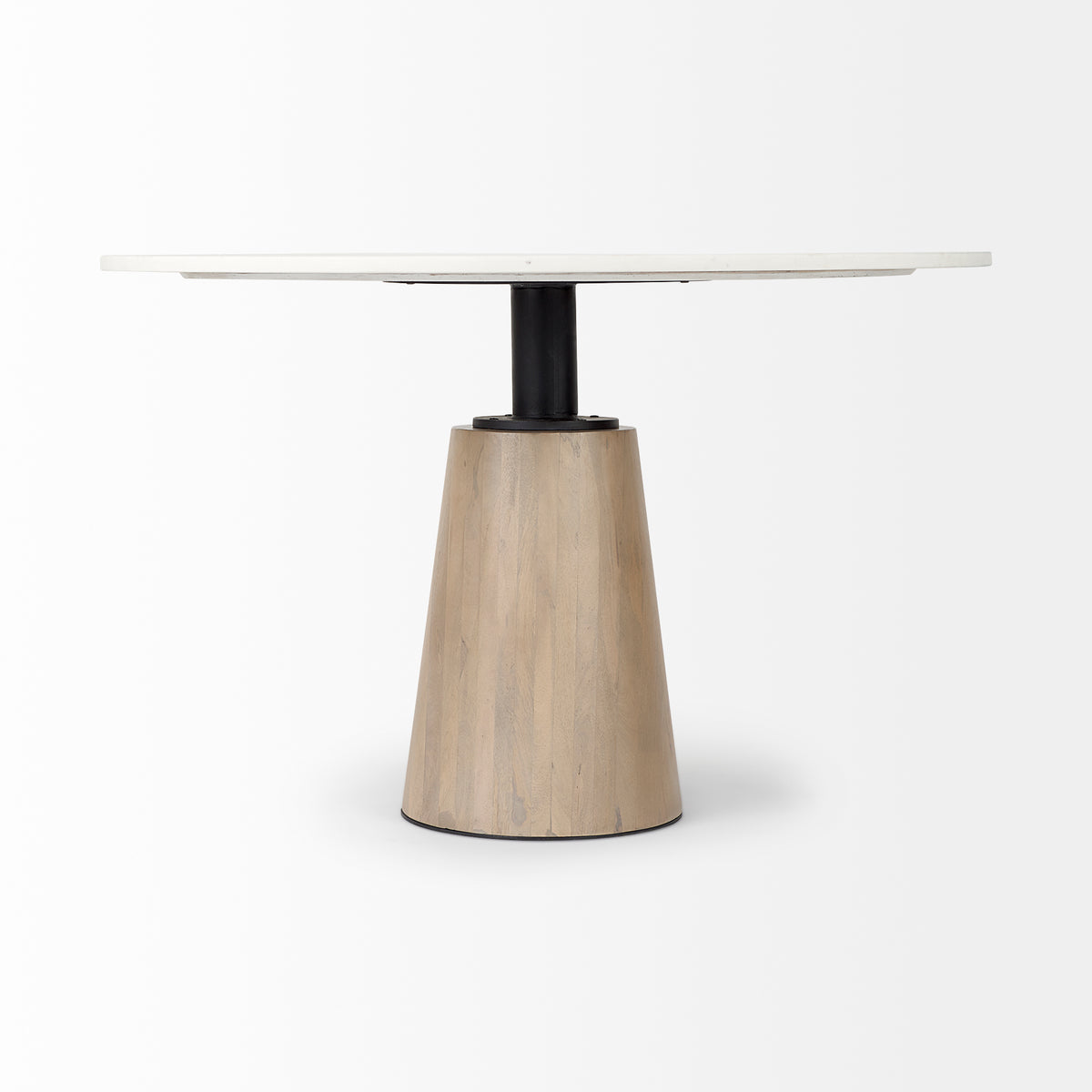 Maxwell 48" Round Pedestal Dining Table | White Marble & Light Wood | Seats 4-Dining Tables-DECOROLALA