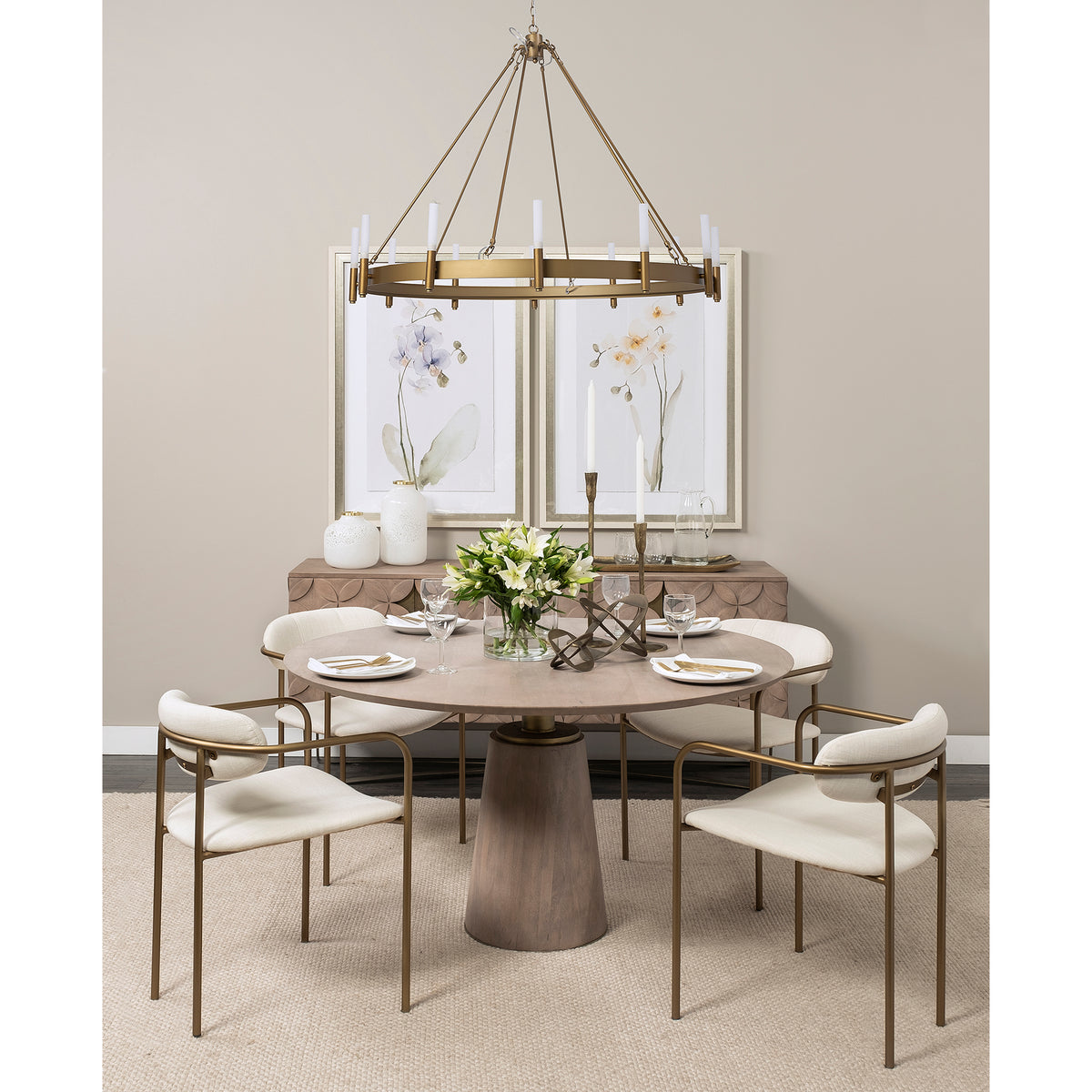 Maxwell 54" Round Pedestal Dining Table | Modern | Wood & Wood/Metal | Seats 4-Dining Tables-DECOROLALA