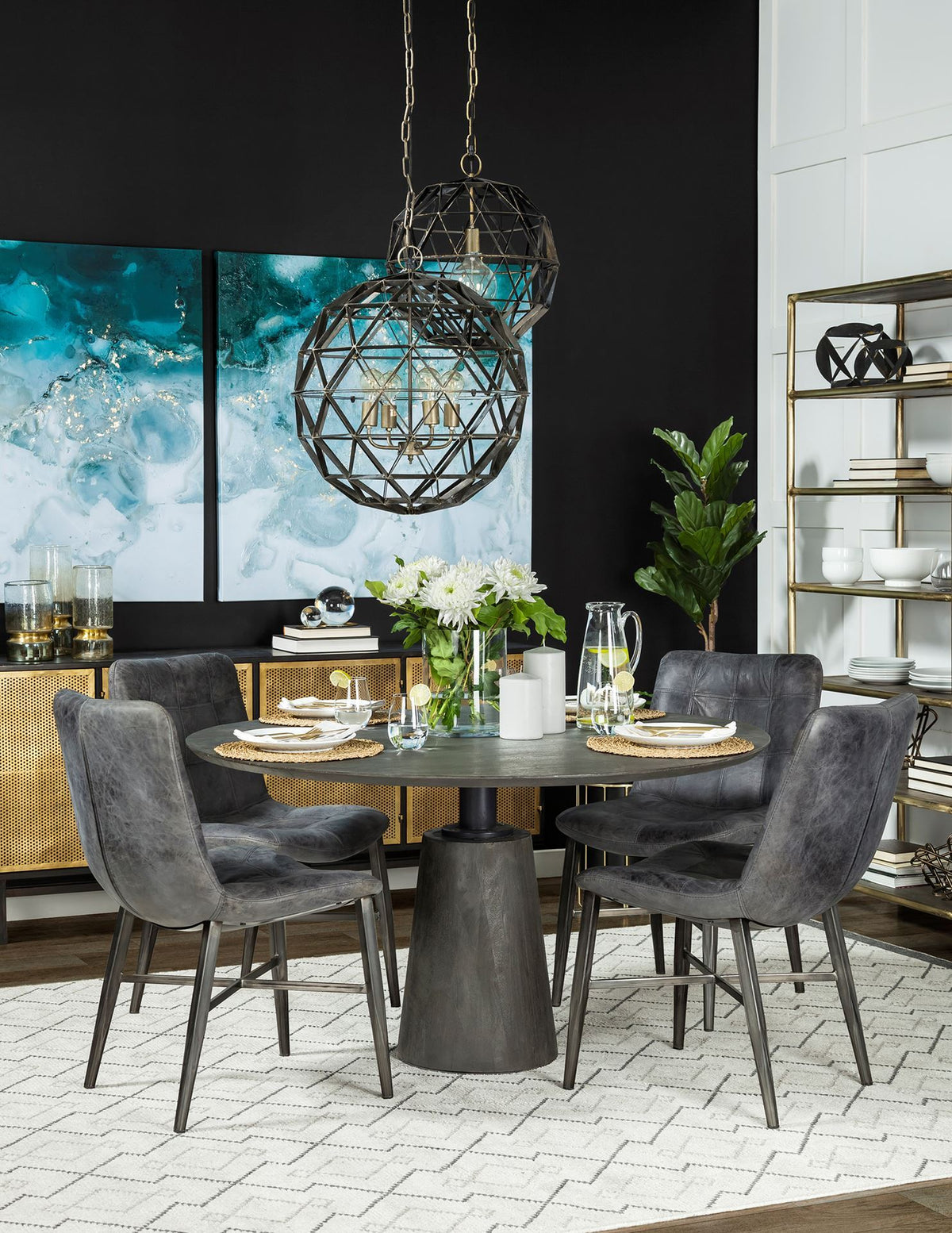 Maxwell 54" Round Pedestal Dining Table | Modern | Wood & Wood/Metal | Seats 4-Dining Tables-DECOROLALA