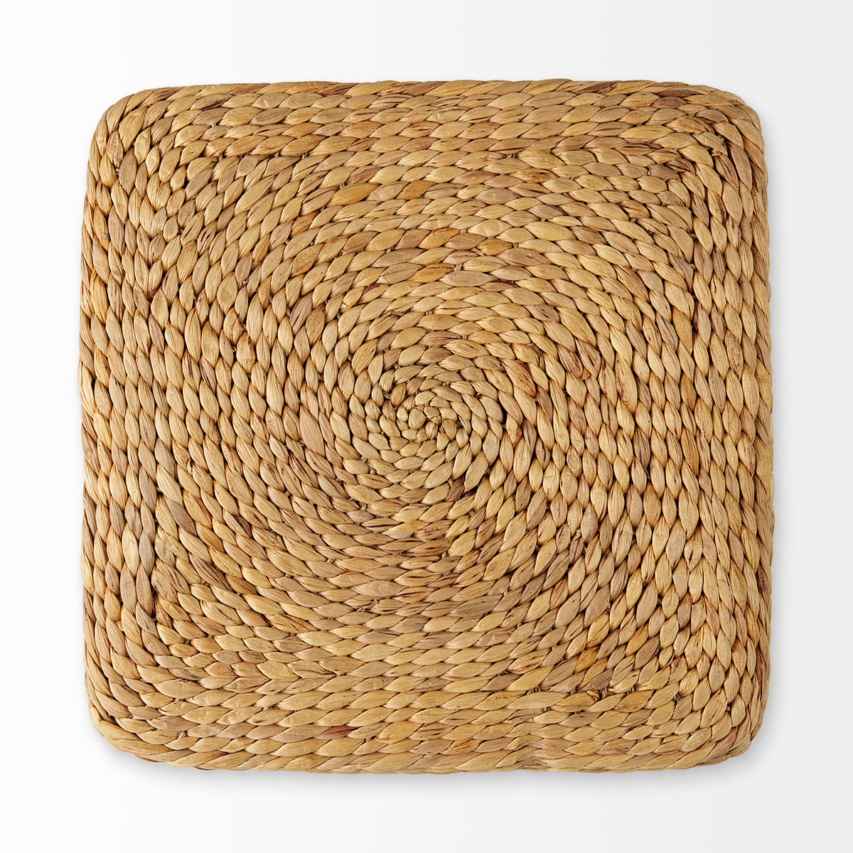 Maya 17.7L x 17.7W x 17.7H Light Brown W/Medium Brown Stripes Seagrass Square Pouf-Poufs-DECOROLALA