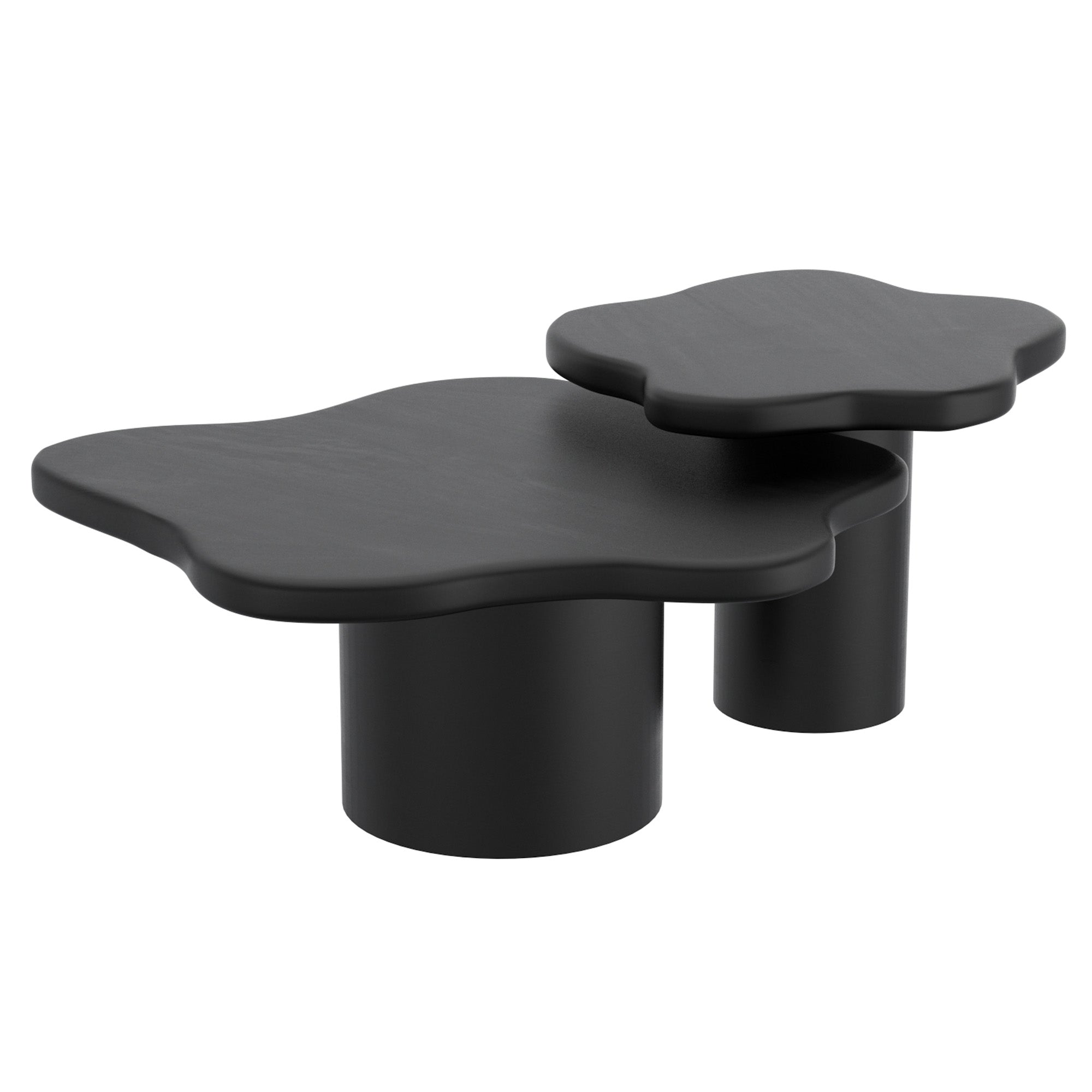 Mayal 2-Piece Nesting Coffee Table Set - Black Mango Wood-Coffee Table-DECOROLALA