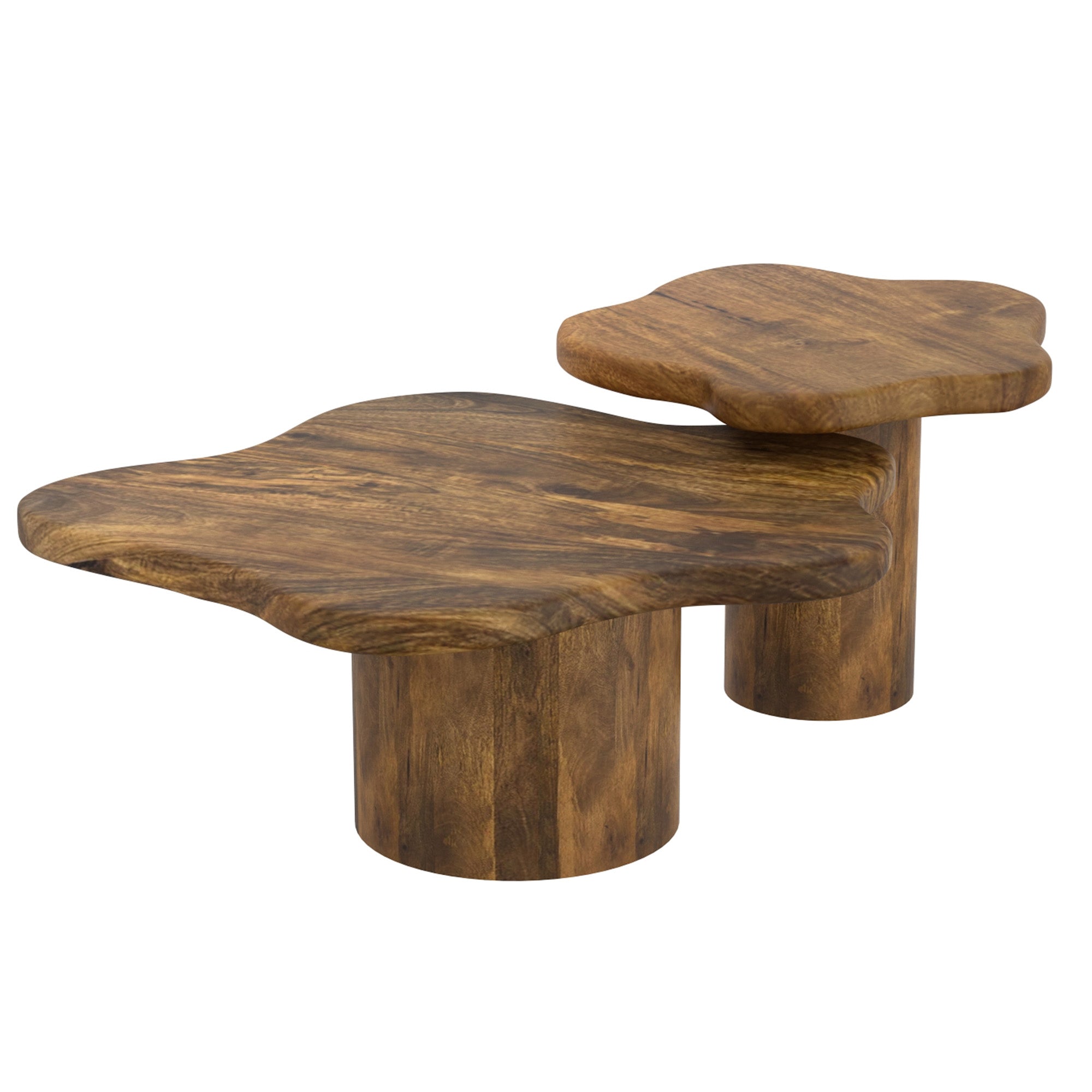 Mayal 2-Piece Nesting Coffee Table Set - Walnut Mango Wood-Coffee Table-DECOROLALA