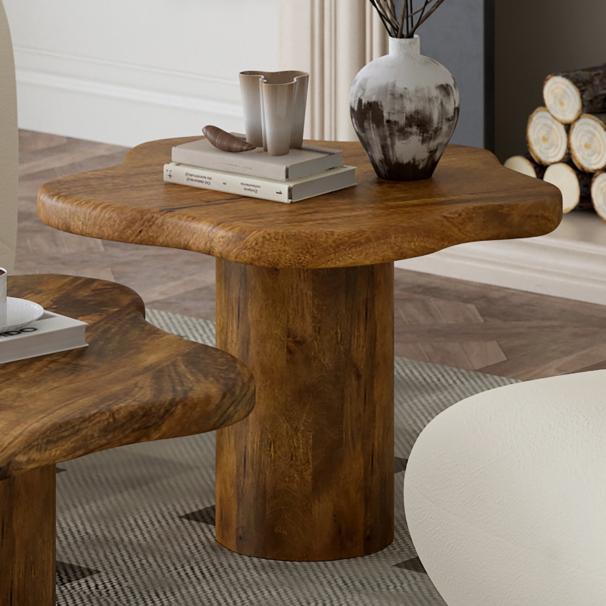 Mayal Large Coffee Table - Walnut Finish Mango Wood-Coffee Table-DECOROLALA