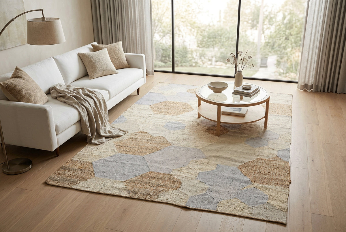 Mayson 8x10 Cream Multi-Colored Honeycomb Pattern Area Rug-Area Rugs-DECOROLALA