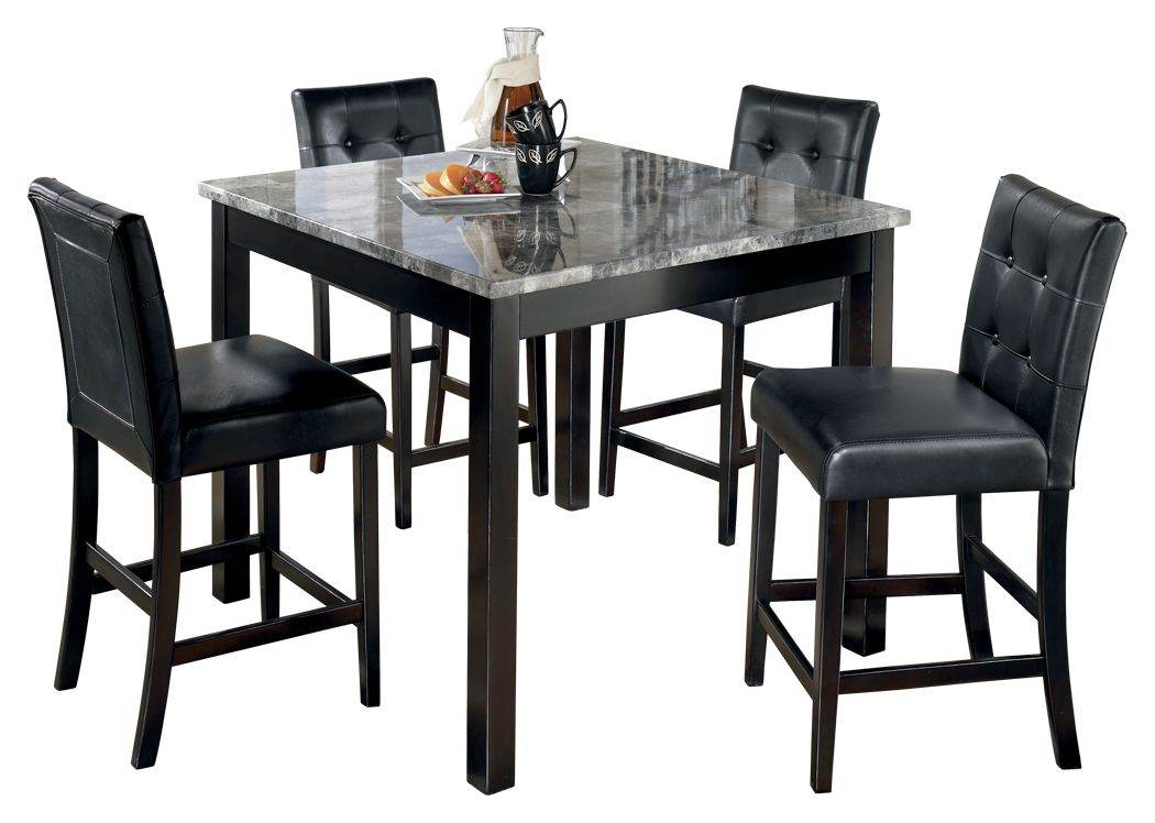 Maysville Square Counter Table Set - Black (5pc)-5 Piece Dining Room Sets-DECOROLALA