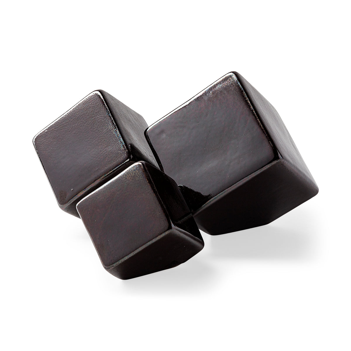 Mayweather (Set of 3) Black Geometric Ceramic Cubes-Objects-DECOROLALA