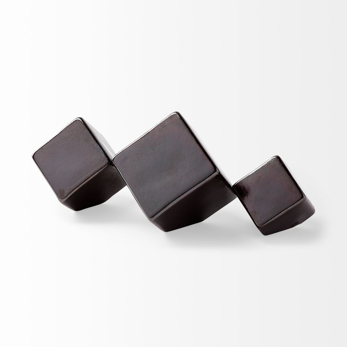 Mayweather (Set of 3) Black Geometric Ceramic Cubes-Objects-DECOROLALA