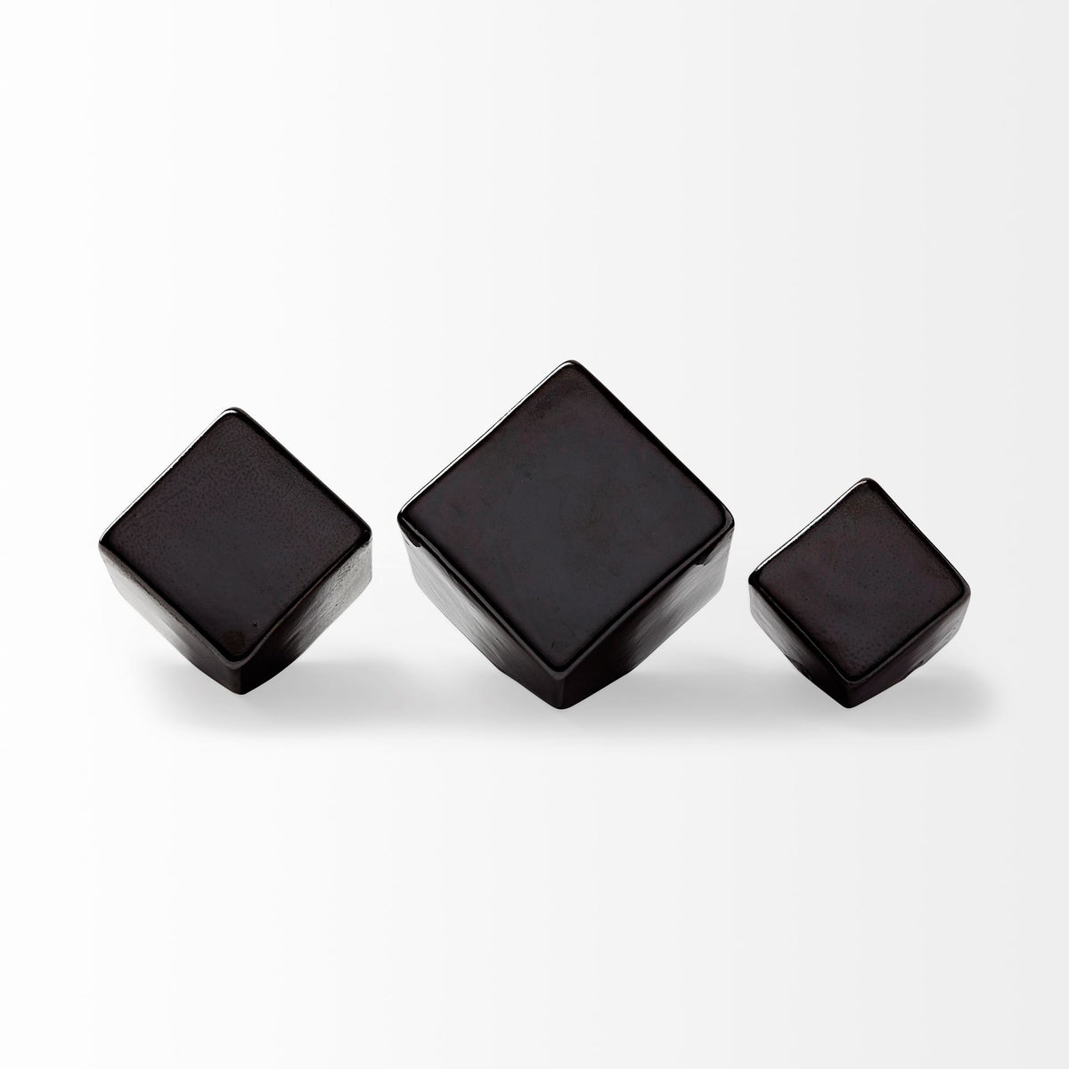 Mayweather (Set of 3) Black Geometric Ceramic Cubes-Objects-DECOROLALA
