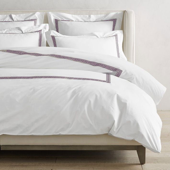 Maze Cotton Sateen Embroidered Edge Duvet Cover Set-Duvet Cover-DECOROLALA