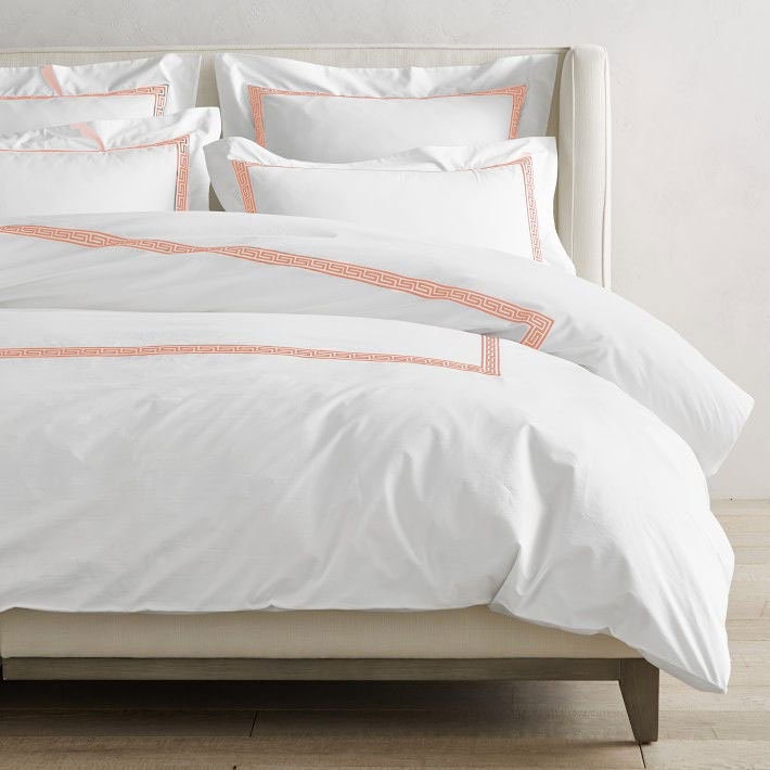 Maze Pure Linen Embroidered Edge Duvet Cover Set - 100% Linen-Duvet Cover-DECOROLALA