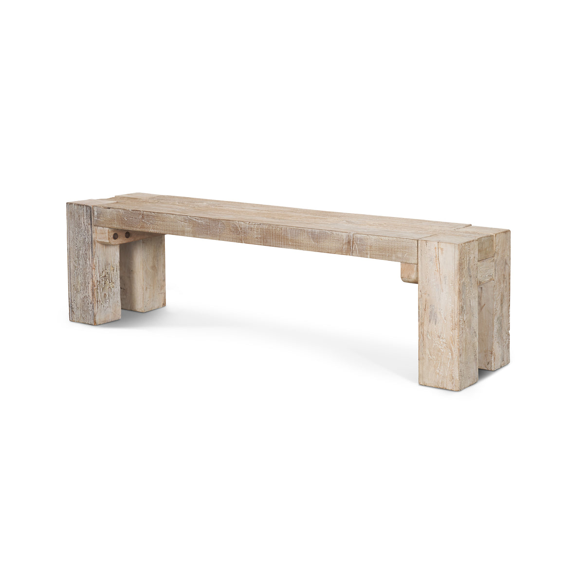 McArthur 64" Whitewash Reclaimed Wood Bench-Benches-DECOROLALA