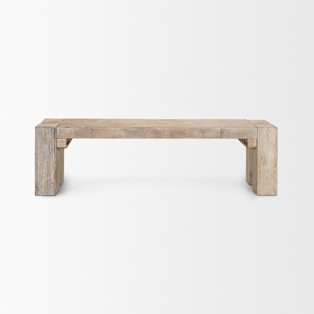 McArthur 64" Whitewash Reclaimed Wood Bench-Benches-DECOROLALA