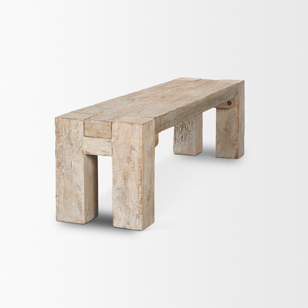 McArthur 64" Whitewash Reclaimed Wood Bench-Benches-DECOROLALA