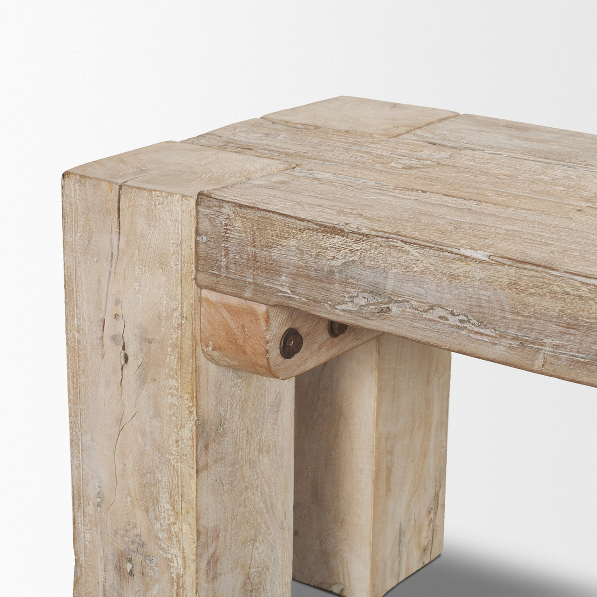 McArthur 64" Whitewash Reclaimed Wood Bench-Benches-DECOROLALA